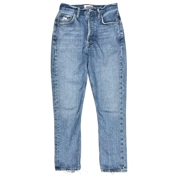 AGOLDE Riley High Rise Straight Crop Jean in Emulsion Wash Size 23 Ripped Hems - Picture 2 of 9